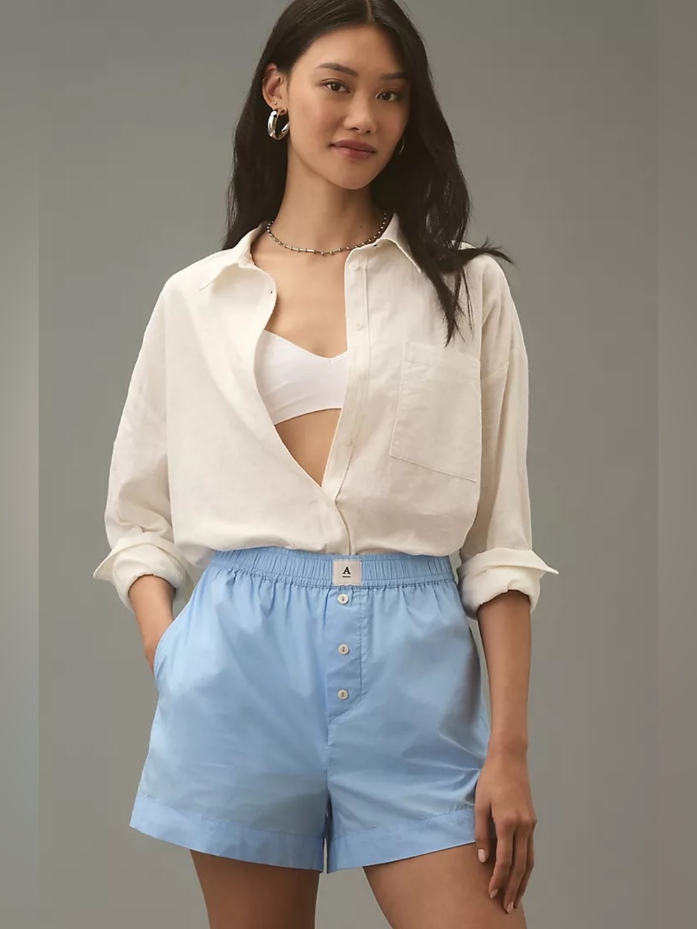 NWT Anthropologie Wren Boxer Shorts - Pale Blue